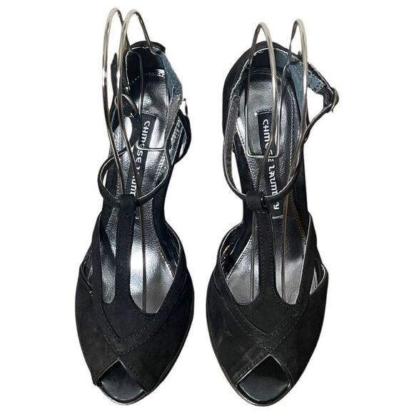 CHINESE LAUNDRY Nyrvana, Black Suede, Peep Toe, Ankle Strap heels, Size 7.5 - Picture 6 of 12